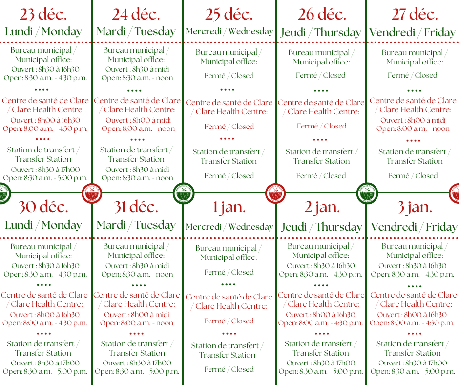 Une image au format calendrier des heures d'ouverture mentionnées ci-dessus.
