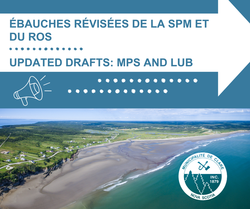 An aerial shot of Cape St. Mary and the text "MPS and LUB Update"